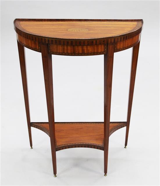 An Edwardian inlaid satinwood demi-lune console table, W.2ft D.1ft H.2ft 6in.